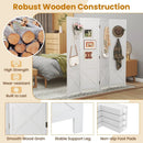 4-Panel Pegboard Display Stand Folding Room Divider with Solid Wood Frame-White by LJGDeals