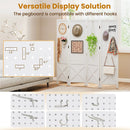 4-Panel Pegboard Display Stand Folding Room Divider with Solid Wood Frame-White by LJGDeals