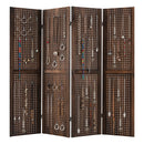 4-Panel Pegboard Display 5 Feet Tall Folding Privacy Screen for Craft Display Organized