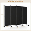 4-Panel Room Divider with Lockable Wheels - 87" x 68" by LJGDeals