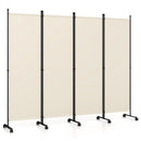 4-Panel Room Divider with Lockable Wheels - 87" x 68" by DirectDeals