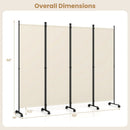 4-Panel Room Divider with Lockable Wheels - 87" x 68" by LJGDeals
