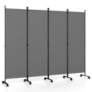 4-Panel Room Divider with Lockable Wheels - 87" x 68" by LJGDeals