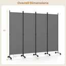 4-Panel Room Divider with Lockable Wheels - 87" x 68" by LJGDeals
