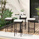 Patio Rattan Barstools Set of 2/4 with Footrest and Soft Cushions for Backyard Balcony-4 Pieces by LJGDeals