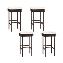 Patio Rattan Barstools Set of 2/4 with Footrest and Soft Cushions for Backyard Balcony-4 Pieces by LJGDeals