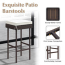 Patio Rattan Barstools Set of 2/4 with Footrest and Soft Cushions for Backyard Balcony-4 Pieces by LJGDeals