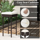 Patio Rattan Barstools Set of 2/4 with Footrest and Soft Cushions for Backyard Balcony-4 Pieces by LJGDeals