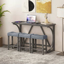 4-Piece Bar Table Set with Power Outlet & Upholstered Stools by LJGDeals