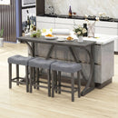 4-Piece Bar Table Set with Power Outlet & Upholstered Stools by DirectDeals