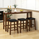4-Piece Bar Table Set Counter-Height Table and 3 PVC Leather Upholstered Bar Stools-Brown by LJGDeals