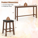 4-Piece Bar Table Set Counter-Height Table and 3 PVC Leather Upholstered Bar Stools-Brown by LJGDeals