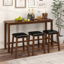 4-Piece Bar Table Set Counter-Height Table and 3 PVC Leather Upholstered Bar Stools-Brown by LJGDeals