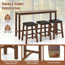 4-Piece Bar Table Set Counter-Height Table and 3 PVC Leather Upholstered Bar Stools-Brown by LJGDeals