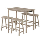 4-Piece Counter Height Dining Table Set with Power Outlet Solid Rubber Wood Kitchen Table by LJGDeals