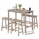 4-Piece Counter Height Dining Table Set with Power Outlet Solid Rubber Wood Kitchen Table by DirectDeals