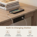 4-Piece Counter Height Dining Table Set with Power Outlet Solid Rubber Wood Kitchen Table by LJGDeals