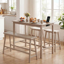 4-Piece Counter Height Dining Table Set with Power Outlet Solid Rubber Wood Kitchen Table by LJGDeals