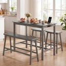 4-Piece Counter Height Dining Table Set with Power Outlet Solid Rubber Wood Kitchen Table by LJGDeals