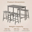 4-Piece Counter Height Dining Table Set with Power Outlet Solid Rubber Wood Kitchen Table by DirectDeals