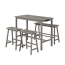 4-Piece Counter Height Dining Table Set with Power Outlet Solid Rubber Wood Kitchen Table by LJGDeals