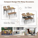 4 Piece Dining Table Set with Bench and 2 Chairs-Brown by LJGDeals