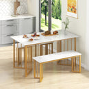 4 Piece Dining Table Set with Bench and 2 Stools-White by LJGDeals