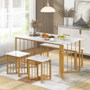 4 Piece Dining Table Set with Bench and 2 Stools-White by LJGDeals