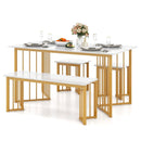 4 Piece Dining Table Set with Bench and 2 Stools-White by LJGDeals
