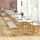 4 Piece Dining Table Set with Bench and 2 Stools-White by LJGDeals