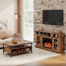 4-Piece Industrial Living Room Set: Fireplace TV Stand + 3-Tier Industrial Style Coffee Table + 71 Inch Freestanding Hall Tree + Adjustable C-shape Sofa Side Table by LJGDeals