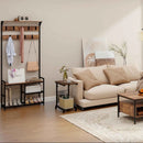 4-Piece Industrial Living Room Set: Fireplace TV Stand + 3-Tier Industrial Style Coffee Table + 71 Inch Freestanding Hall Tree + Adjustable C-shape Sofa Side Table by LJGDeals