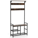 4-Piece Industrial Living Room Set: Fireplace TV Stand + 3-Tier Industrial Style Coffee Table + 71 Inch Freestanding Hall Tree + Adjustable C-shape Sofa Side Table by LJGDeals