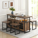 4 Piece Kitchen Island Set with Bench and Storage-Brown by LJGDeals