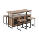 4 Piece Kitchen Island Set with Bench and Storage-Brown by LJGDeals
