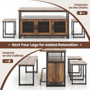 4 Piece Kitchen Island Set with Bench and Storage-Brown by LJGDeals