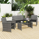 4 Piece Patio Conversation Set Rattan Chair Loveseat and Table Set by LJGDeals