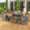 4 Piece Patio Conversation Set Rattan Chair Loveseat and Table Set by LJGDeals
