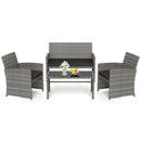 4 Piece Patio Conversation Set Rattan Chair Loveseat and Table Set by LJGDeals