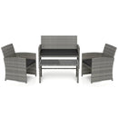 4 Piece Patio Conversation Set Rattan Chair Loveseat and Table Set by LJGDeals