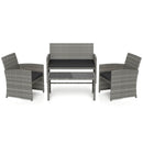 4 Piece Patio Conversation Set Rattan Chair Loveseat and Table Set