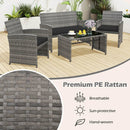 4 Piece Patio Conversation Set Rattan Chair Loveseat and Table Set by LJGDeals