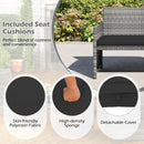 4 Piece Patio Conversation Set Rattan Chair Loveseat and Table Set by LJGDeals