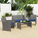 4 Piece Patio Conversation Set Rattan Chair Loveseat and Table Set by LJGDeals