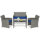 4 Piece Patio Conversation Set Rattan Chair Loveseat and Table Set by LJGDeals
