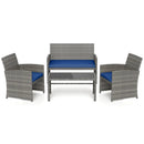 4 Piece Patio Conversation Set Rattan Chair Loveseat and Table Set by LJGDeals