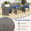 4 Piece Patio Conversation Set Rattan Chair Loveseat and Table Set by LJGDeals