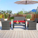 4 Piece Patio Conversation Set Rattan Chair Loveseat and Table Set by LJGDeals