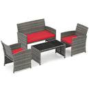 4 Piece Patio Conversation Set Rattan Chair Loveseat and Table Set by LJGDeals