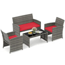 4 Piece Patio Conversation Set Rattan Chair Loveseat and Table Set by LJGDeals